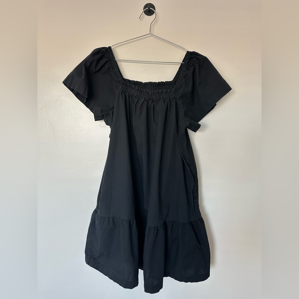 Gap Black Flutter Sleeve Mini Dress | Medium | 100% Cotton